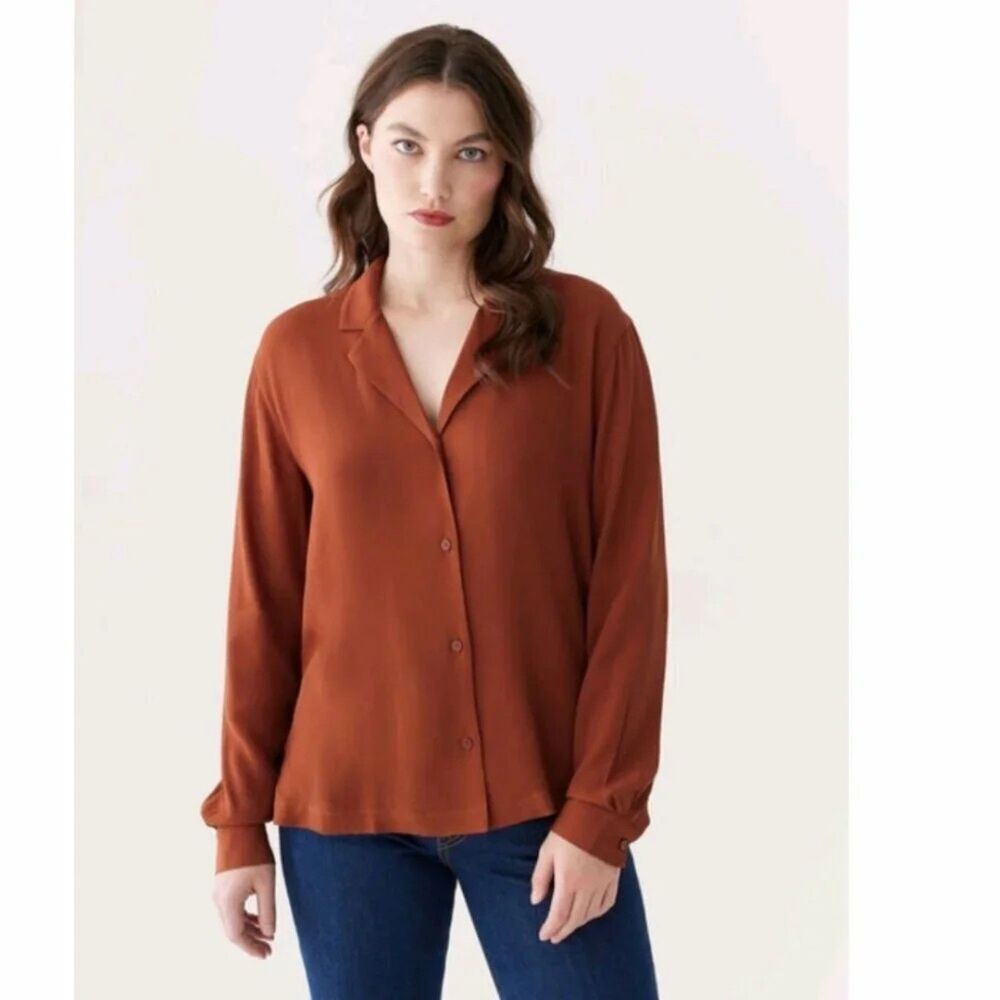 Frank And Oak Women's Size L - Long Sleeve Camp Collar Blouse